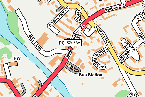 LS24 8AA map - OS OpenMap – Local (Ordnance Survey)