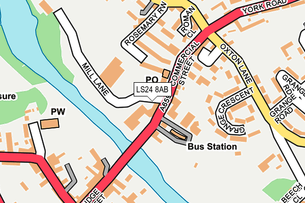 LS24 8AB map - OS OpenMap – Local (Ordnance Survey)