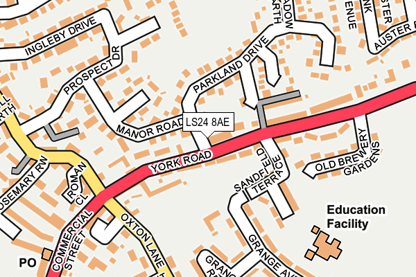 LS24 8AE map - OS OpenMap – Local (Ordnance Survey)