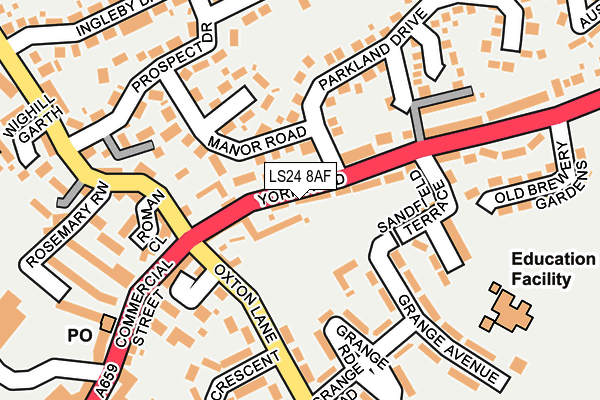 LS24 8AF map - OS OpenMap – Local (Ordnance Survey)