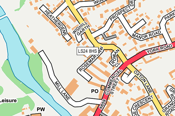 LS24 8HS map - OS OpenMap – Local (Ordnance Survey)