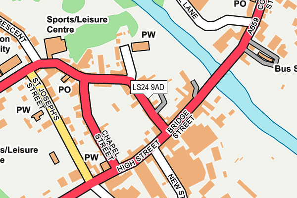 LS24 9AD map - OS OpenMap – Local (Ordnance Survey)