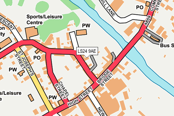 LS24 9AE map - OS OpenMap – Local (Ordnance Survey)