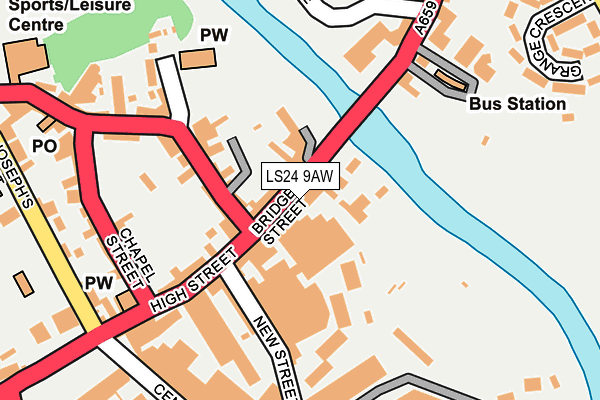 LS24 9AW map - OS OpenMap – Local (Ordnance Survey)