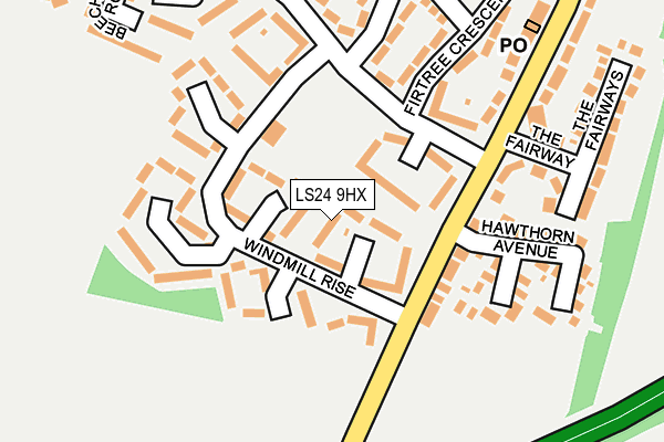 LS24 9HX map - OS OpenMap – Local (Ordnance Survey)