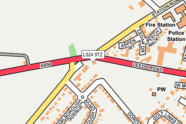 LS24 9TZ map - OS OpenMap – Local (Ordnance Survey)