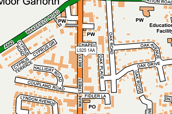 LS25 1AA map - OS OpenMap – Local (Ordnance Survey)