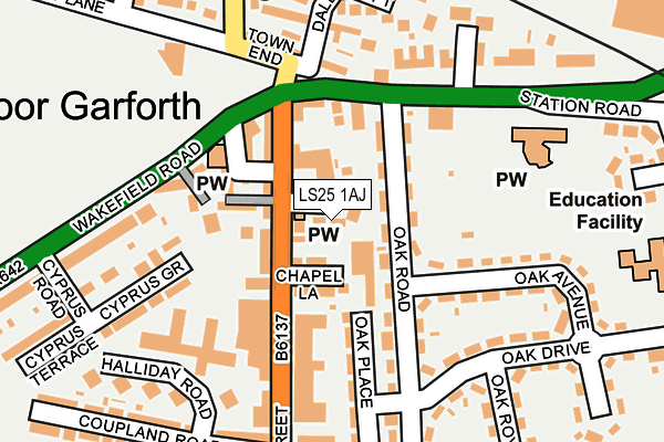 LS25 1AJ map - OS OpenMap – Local (Ordnance Survey)