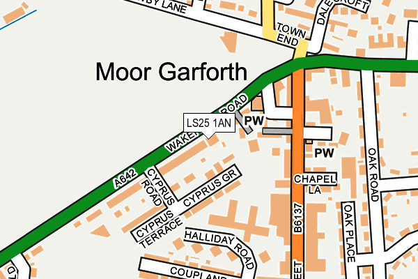 LS25 1AN map - OS OpenMap – Local (Ordnance Survey)