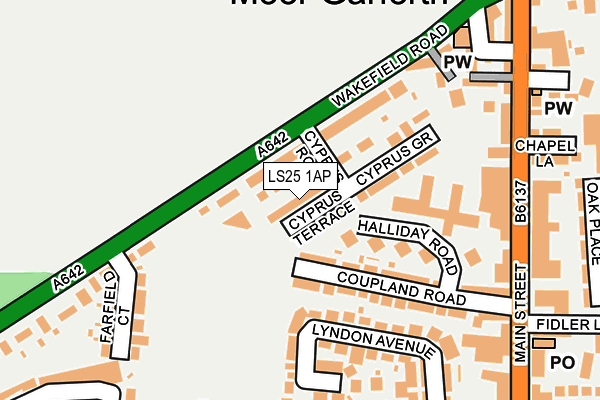 LS25 1AP map - OS OpenMap – Local (Ordnance Survey)