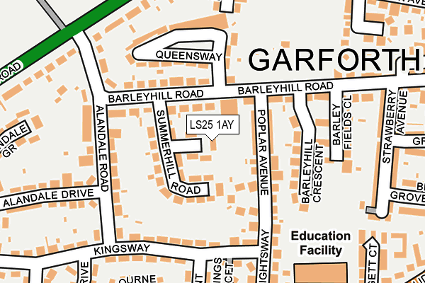 LS25 1AY map - OS OpenMap – Local (Ordnance Survey)