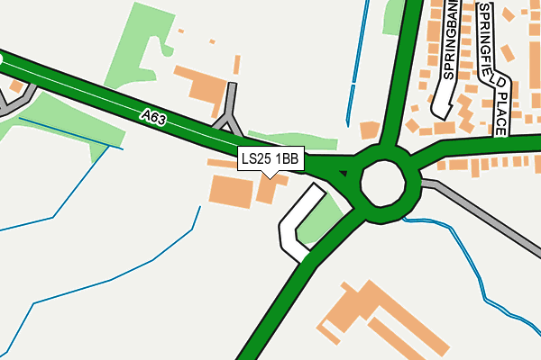 LS25 1BB map - OS OpenMap – Local (Ordnance Survey)