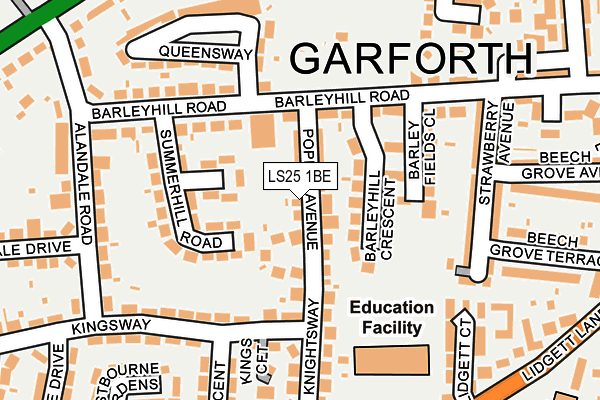 LS25 1BE map - OS OpenMap – Local (Ordnance Survey)