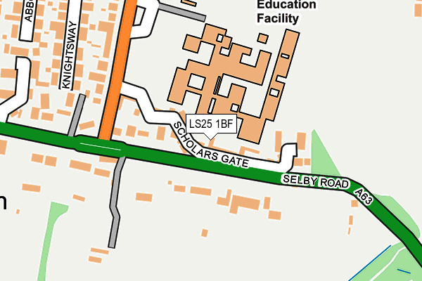 LS25 1BF map - OS OpenMap – Local (Ordnance Survey)