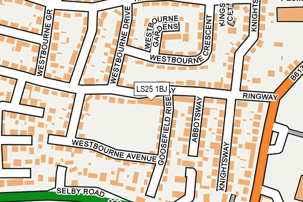 LS25 1BJ map - OS OpenMap – Local (Ordnance Survey)