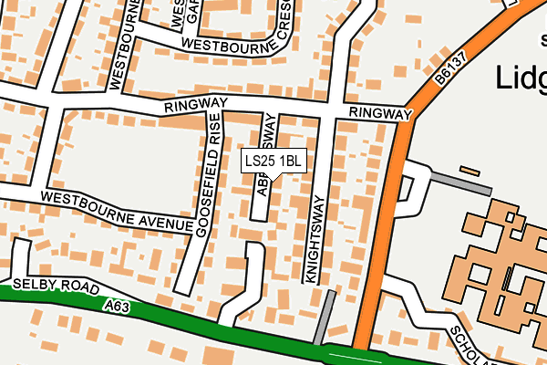 LS25 1BL map - OS OpenMap – Local (Ordnance Survey)