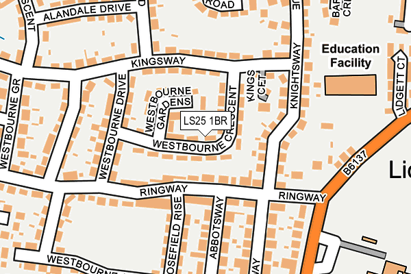 LS25 1BR map - OS OpenMap – Local (Ordnance Survey)