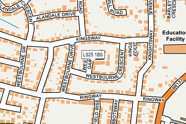 LS25 1BS map - OS OpenMap – Local (Ordnance Survey)