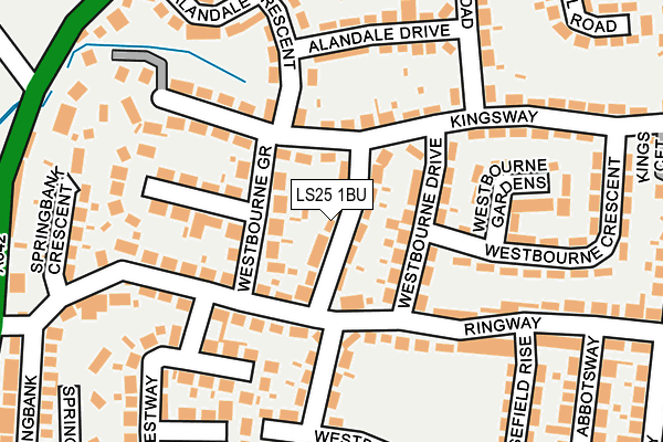 LS25 1BU map - OS OpenMap – Local (Ordnance Survey)