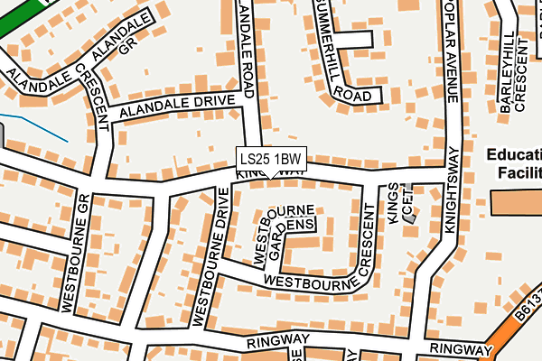 LS25 1BW map - OS OpenMap – Local (Ordnance Survey)