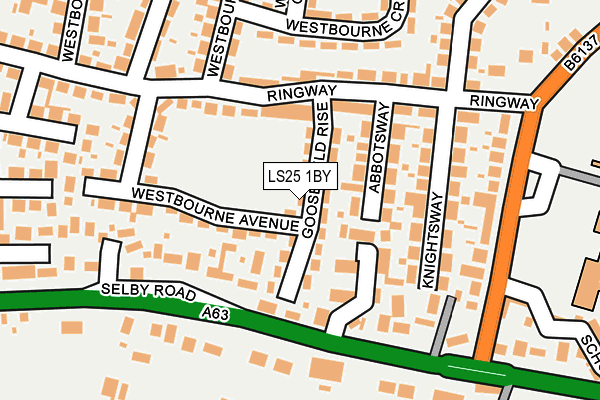 LS25 1BY map - OS OpenMap – Local (Ordnance Survey)