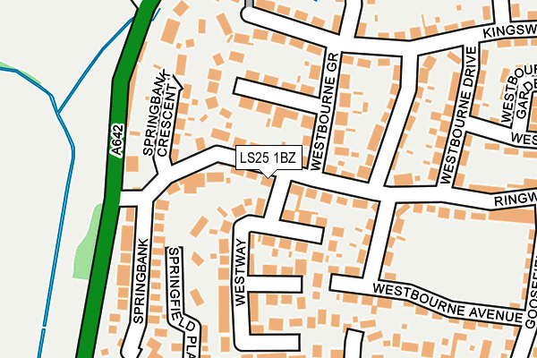 LS25 1BZ map - OS OpenMap – Local (Ordnance Survey)