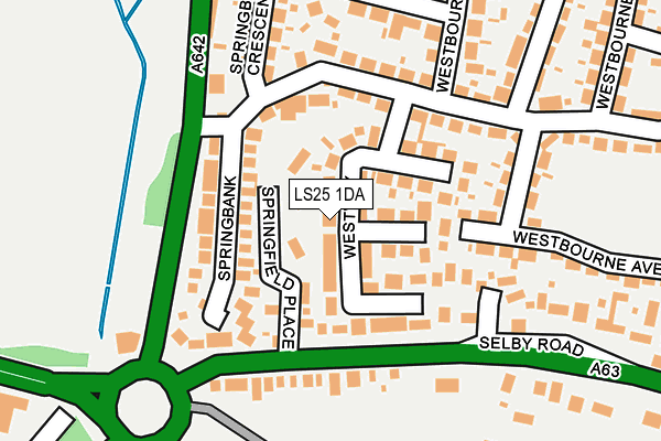LS25 1DA map - OS OpenMap – Local (Ordnance Survey)