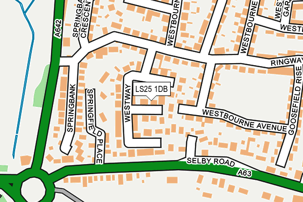 LS25 1DB map - OS OpenMap – Local (Ordnance Survey)