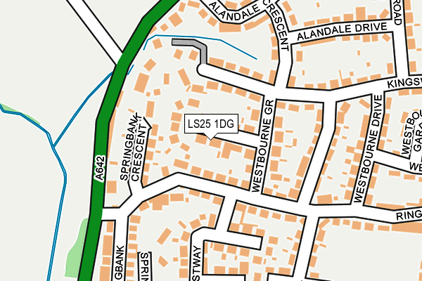 LS25 1DG map - OS OpenMap – Local (Ordnance Survey)