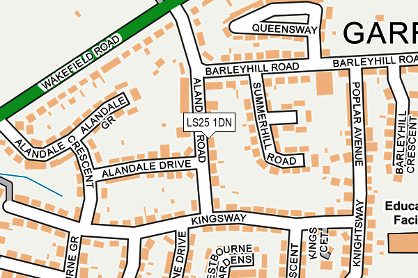 LS25 1DN map - OS OpenMap – Local (Ordnance Survey)