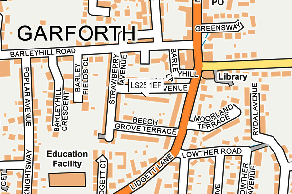 LS25 1EF map - OS OpenMap – Local (Ordnance Survey)