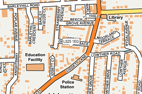 LS25 1EG map - OS OpenMap – Local (Ordnance Survey)