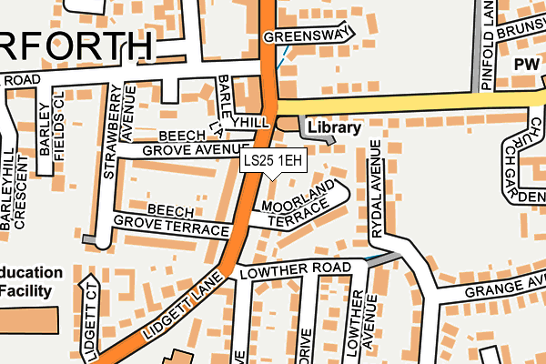 LS25 1EH map - OS OpenMap – Local (Ordnance Survey)