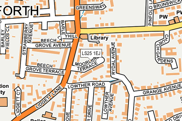 LS25 1EJ map - OS OpenMap – Local (Ordnance Survey)