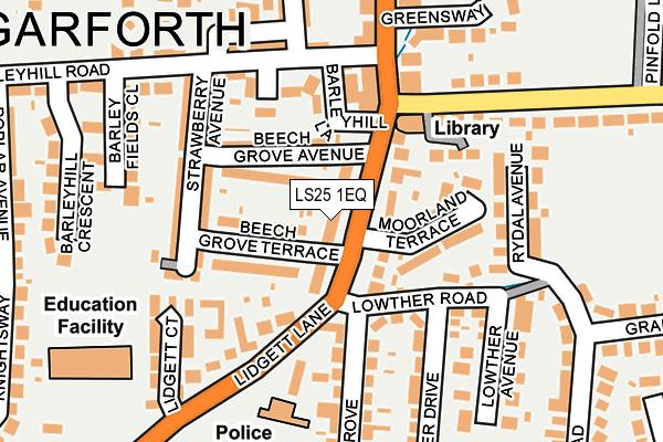 LS25 1EQ map - OS OpenMap – Local (Ordnance Survey)