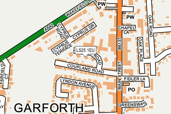 LS25 1EU map - OS OpenMap – Local (Ordnance Survey)