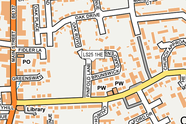 LS25 1HE map - OS OpenMap – Local (Ordnance Survey)
