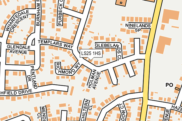 LS25 1HS map - OS OpenMap – Local (Ordnance Survey)