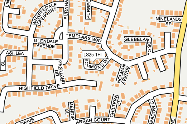 LS25 1HT map - OS OpenMap – Local (Ordnance Survey)
