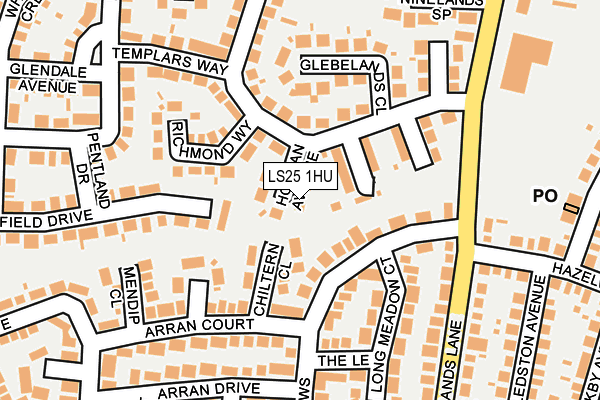 LS25 1HU map - OS OpenMap – Local (Ordnance Survey)