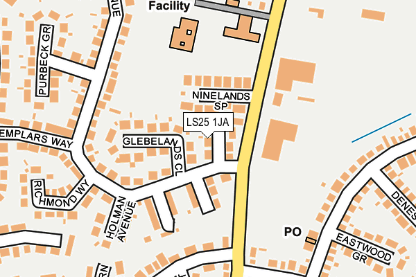 LS25 1JA map - OS OpenMap – Local (Ordnance Survey)