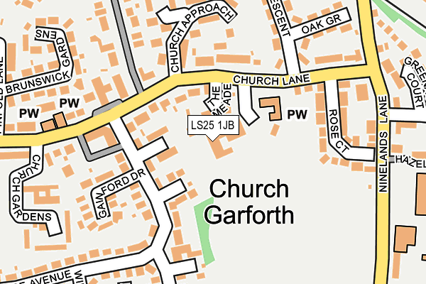 LS25 1JB map - OS OpenMap – Local (Ordnance Survey)