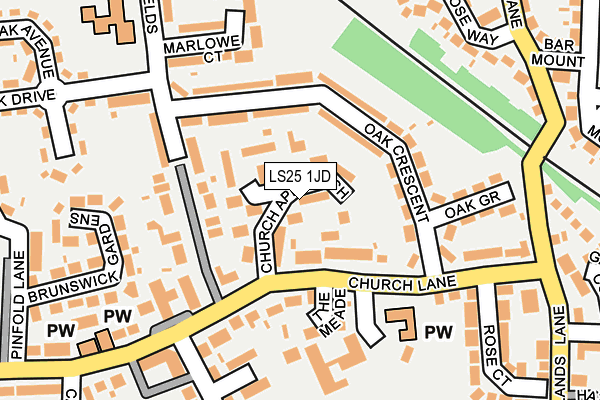 LS25 1JD map - OS OpenMap – Local (Ordnance Survey)