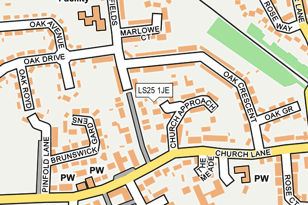 LS25 1JE map - OS OpenMap – Local (Ordnance Survey)