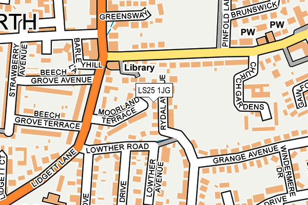 LS25 1JG map - OS OpenMap – Local (Ordnance Survey)
