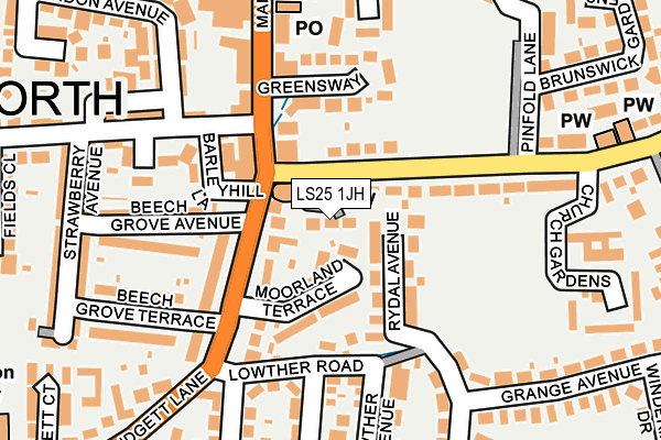 LS25 1JH map - OS OpenMap – Local (Ordnance Survey)