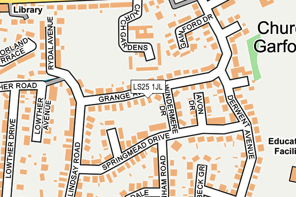 LS25 1JL map - OS OpenMap – Local (Ordnance Survey)