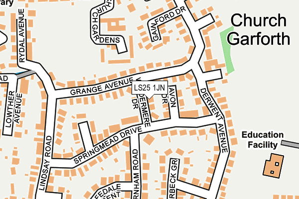 LS25 1JN map - OS OpenMap – Local (Ordnance Survey)