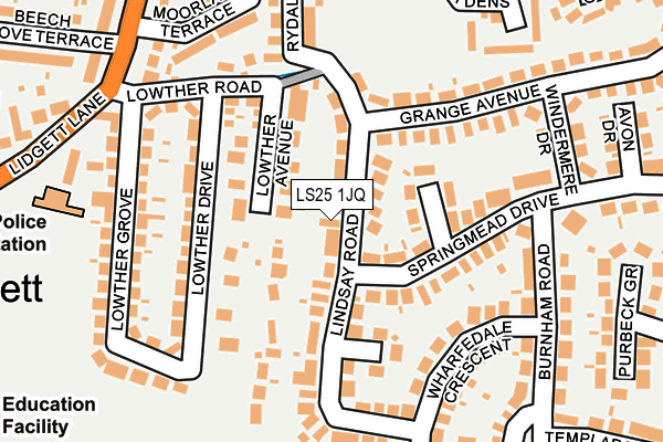 LS25 1JQ map - OS OpenMap – Local (Ordnance Survey)
