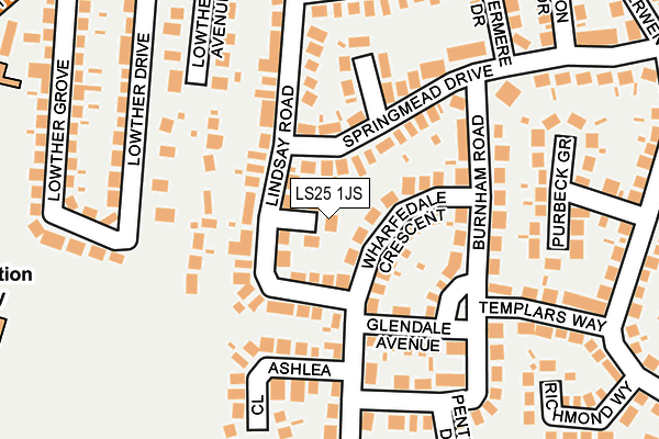 LS25 1JS map - OS OpenMap – Local (Ordnance Survey)